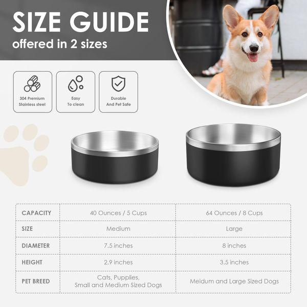 IKITCHEN Dog Bowl for Food and Water, 64 Oz Stainless Steel Pet Feeding Bowl, Durable Non-Skid Double Wall Insulated Heavy Duty with Rubber Bottom for Medium Large Sized Dogs (64 Ounces/8 Cup, Purple) 4