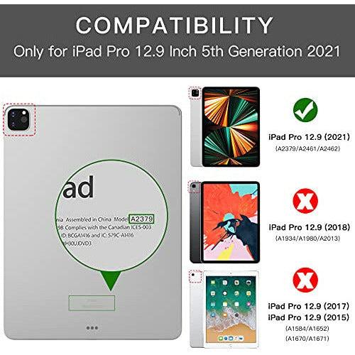 ZtotopCases for New iPad Pro 12.9 Inch Case 2021 5th Generation with Pencil Holder, [Auto Sleep/Wake+Full Body Protection] Soft TPU Back Cover for iPad 12.9" 5th Gen, Ink Green 1