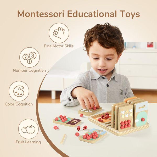 TOP BRIGHT Wooden Math Toy for 3 Years Old Toddlers, Montessori Educational Learning Toy for Children Age 3 4 5 Birthday Gift for Boys Girls, Counting Peg Board Game and Number Writing Practice 1