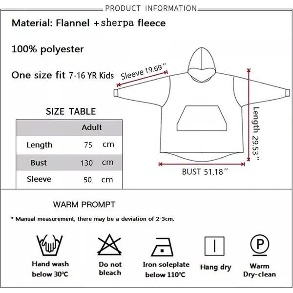 Queenshin Elephant Wearable Blanket Hoodie,Oversized Sherpa Comfy Sweatshirt for Kids Girls Boys 7-16 Years,Warm Cozy Animal Hooded Body Blanket Grey 4