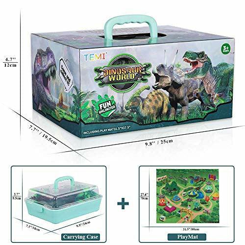 TEMI 9 Pack Dinosaur Toys with Play Mat & Trees for Boys, Educational Realistic Jurassic Playset to Create a Dino World Including T-Rex, Triceratops for Kids, Boys & Girls 3 4 5 6+ Years 3