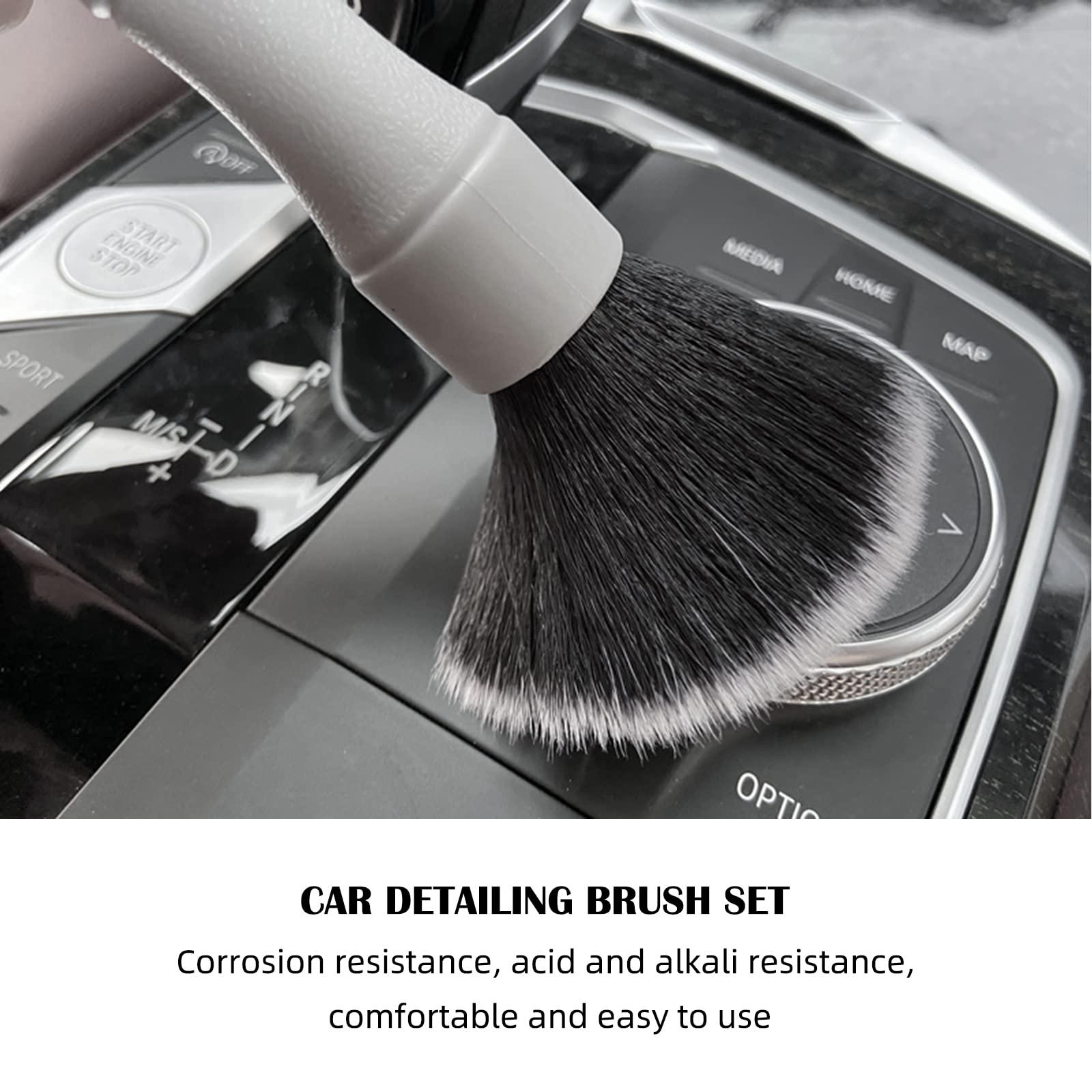 ALI2 Detailing Brush Set,Soft Comfortable Grip for Car Interior and Exterior Detailing Cleaning,Grey 1