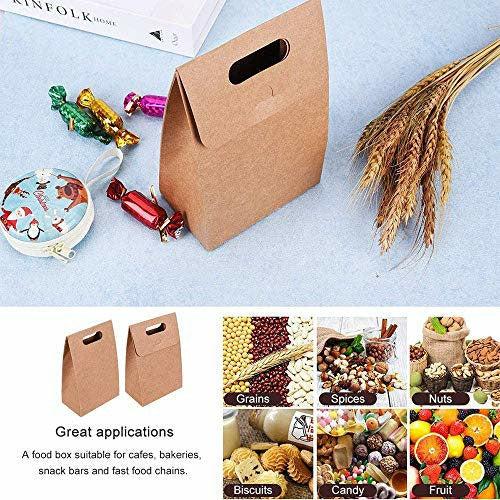 Originality Kraft Paper Handle Box, Vintage Natural Kraft Paper Bag,Kraft Paper Gift Bags Creative Boxes,for Wedding Party Present Wrapping Favour Favor Gift Candy,10 White and 10 Brown, 10Ã6Ã15.3CM 4