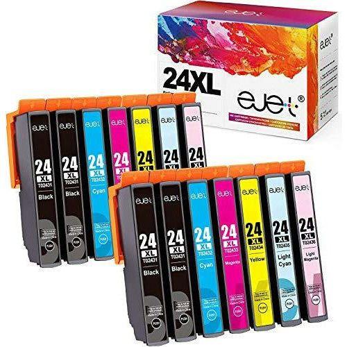 ejet Compatible Ink Cartridge Replacement for Epson 24 24XL for Expression Home XP-750 XP-760 XP-850 XP-860 XP-950 XP-960 XP-55 Printer(Black Cyan Magenta Yellow Light Cyan Light Magenta, 14-Pack) 0