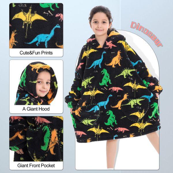 JULGIRL Kids Oversized Blanket Hoodie - Cute Animal Wearable Snuggle Hoodie Blanket for Kids, Super Soft & Warm Hooded Toddlers Blanket with Pockets for Girls Boys 2