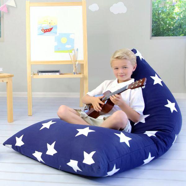 Butterfly Craze Bean Bag Chair Cover, Functional Toddler Toy Organizer, Fill with Stuffed Animals to Create a Jumbo, Comfy Floor Lounger for Boys or Girls, Stuffing Not Included, Navy Stars