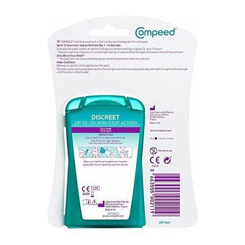 Compeed Cold Sore Discreet Healing Patch, 15 Patches, Cold Sore Treatment, More Convenient than Cold Sore Creams, Dimensions: 1.5 cmx1.5 cm 4
