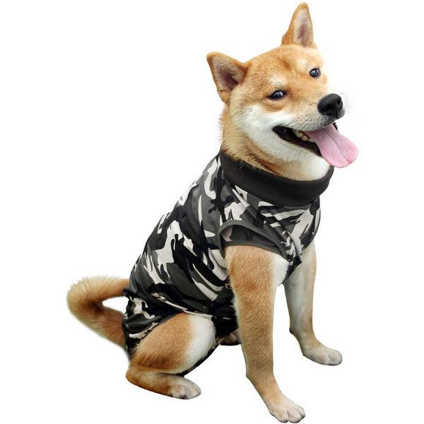 Dog Recovery Suit Cat Abdominal Wound Protector Puppy Medical Surgical Clothes Post-operative Vest Pet After Surgery Wear Substitute E-collar & Cone (L, Camouflage)