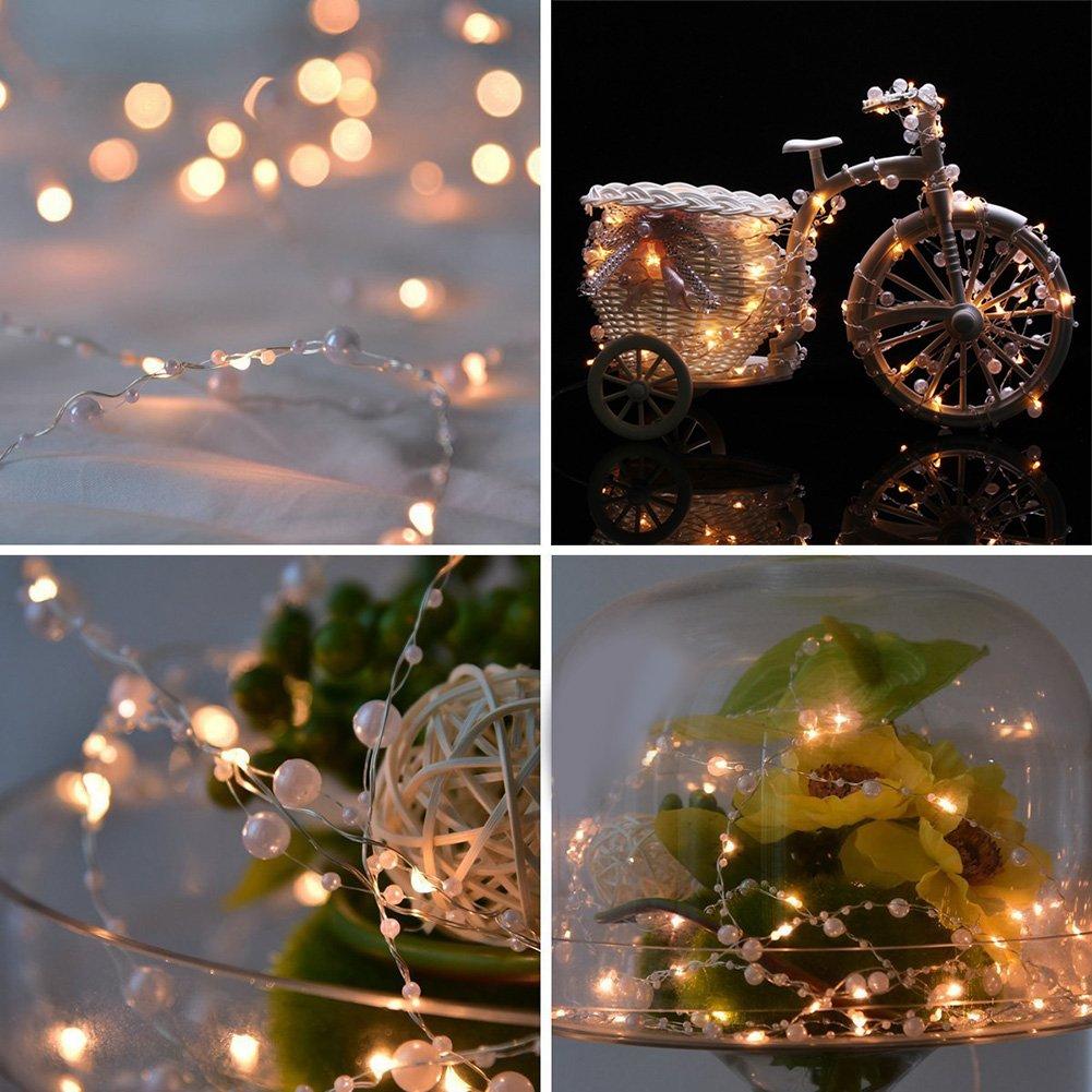 XEMQENER String Lights Battery Operated 60 LED 6M Pearl Fairy Lights with 8 Functions & Timer for Outdoor Indoor Christmas Halloween Wedding Home Decoration Warm White 1