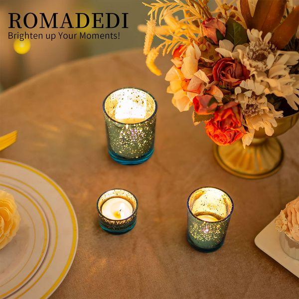 Romadedi Votive Tealight Candle Holders: 18 Pcs Mercury Glass Silver Tea Lights Candle Holder Bulk for Wedding Centerpiece Table Decorations, Bridal Shower, Party Decor, Christmas 6 Set 4