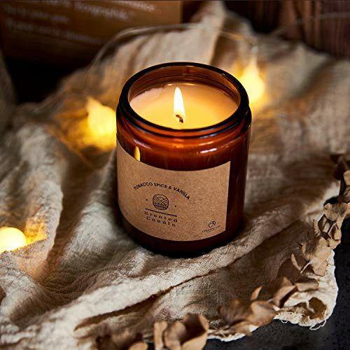 Chloefu LAN Tobacco, Spice & Vanilla Scented Candles Sets Luxury Soy Jar Candle 200g|45 Hour Long Lasting Highly Scented Best Gifts for Men All-Natural Soy Wax Candle Gifts for Women and Men 2 Pack 2