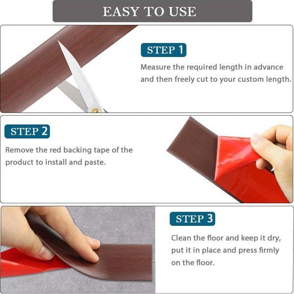 Floor Transition Strip Self Adhesive PVC Floor Cover Strips Transition Profile for Laminate Flooring Edge Trim Joining Strip (2mÃ7.5cm, Red Wood Grain) 2