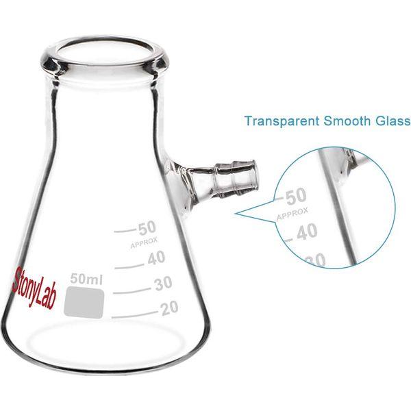 StonyLab 2-Pack Borosilicate Glass Filtering Flask, Bolt Neck with Tubulation (2000ml) 3