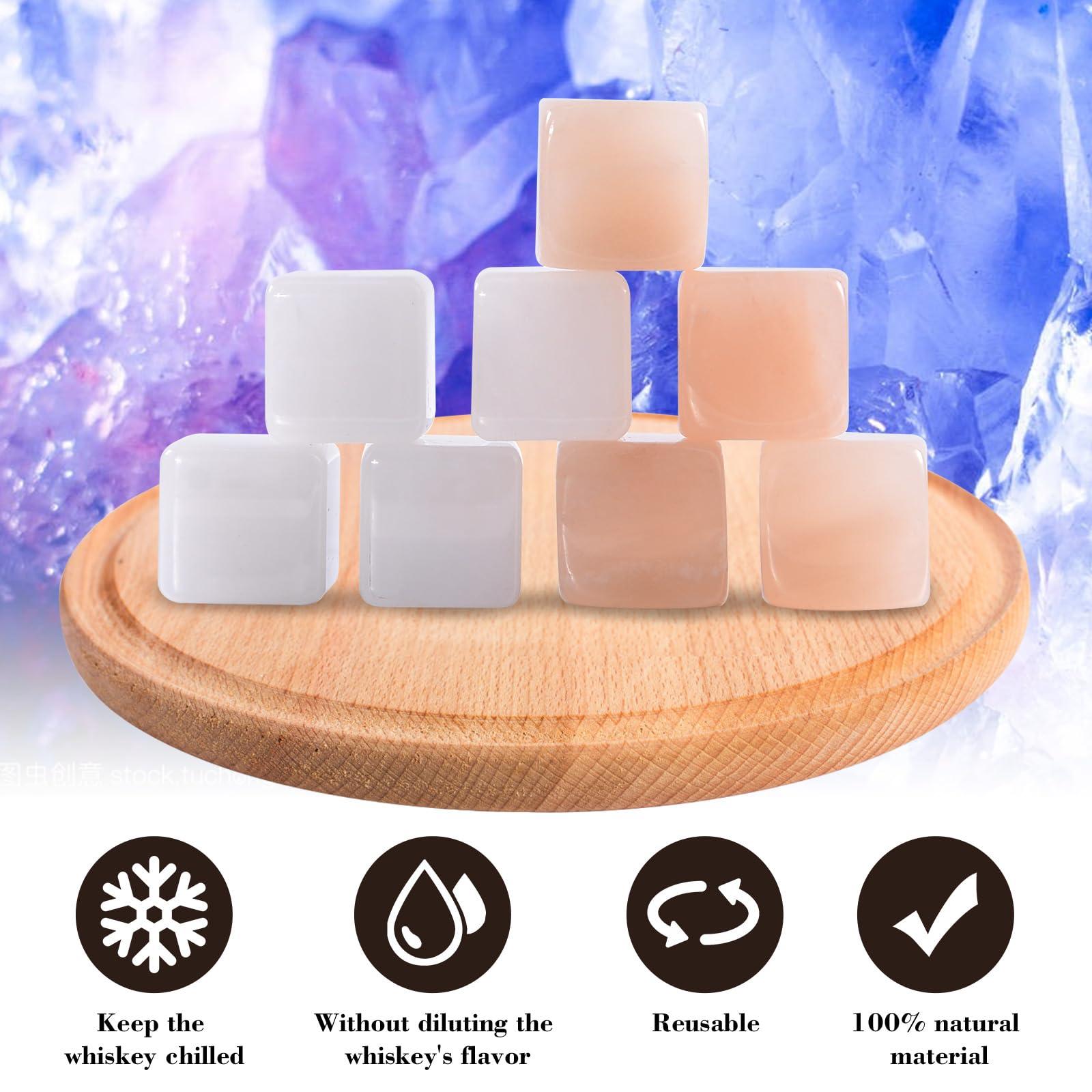 EooCoo 8pcs Marble Whisky Stones Gift Set for Men, Premium Wooden Box with Glasses,Two-Color Design Suitable for Couples/Friends, Easy Storage, for Anniversary Birthday Wedding Housewarming 1