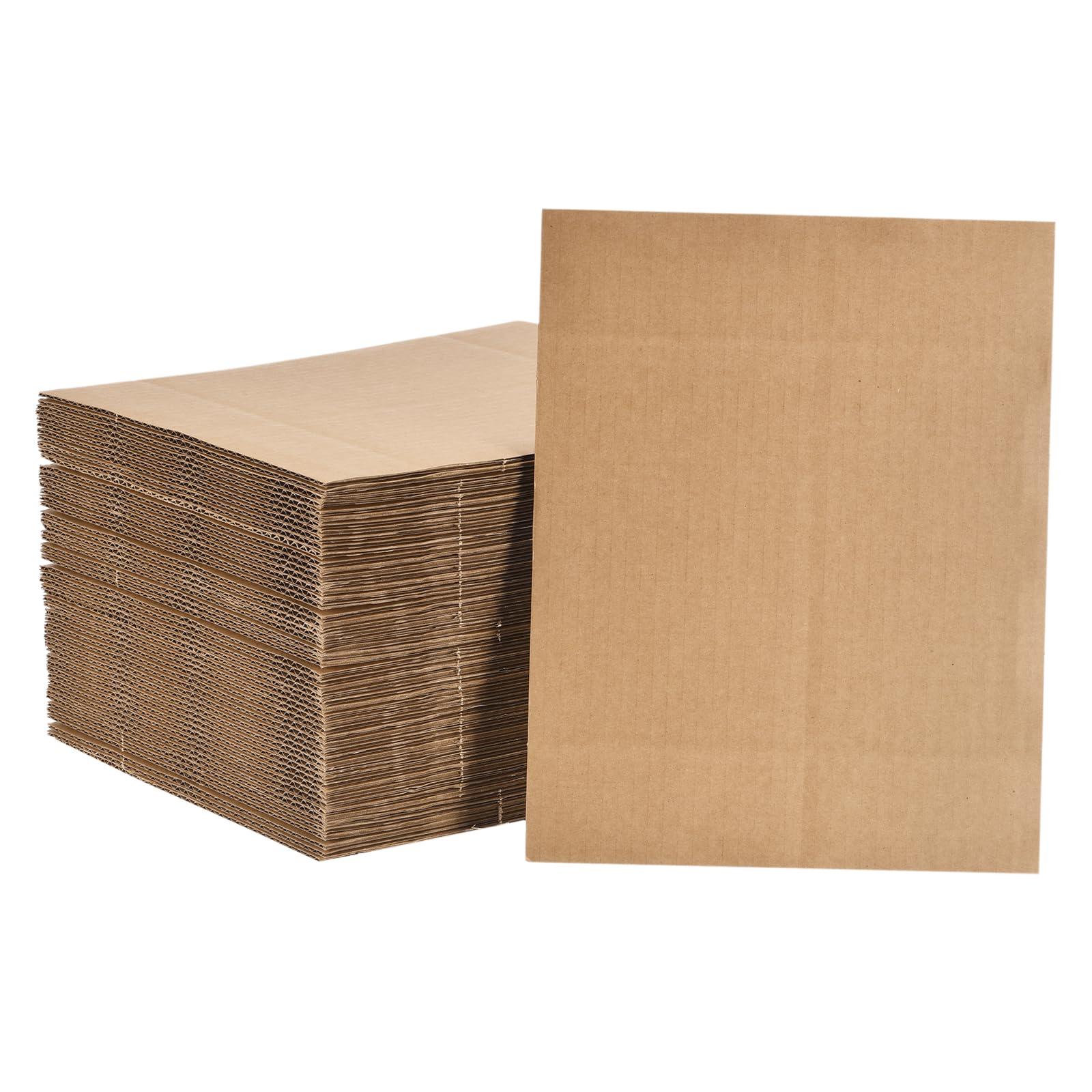 sourcing map 100 Pack 14" x 11" Large Corrugated Cardboard Sheets 1/8" Thick Flat Cardboard Filler Inserts Pads for Mailers, Packing, Art Projects, DIY Crafts 0