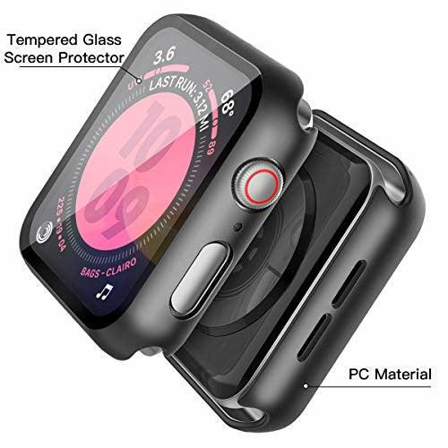 Piuellia Black Hard Case for Apple Watch Series 5 / Series 4 40mm, iWatch Screen Protector PC Ultra-Thin Overall Protective Cover 3