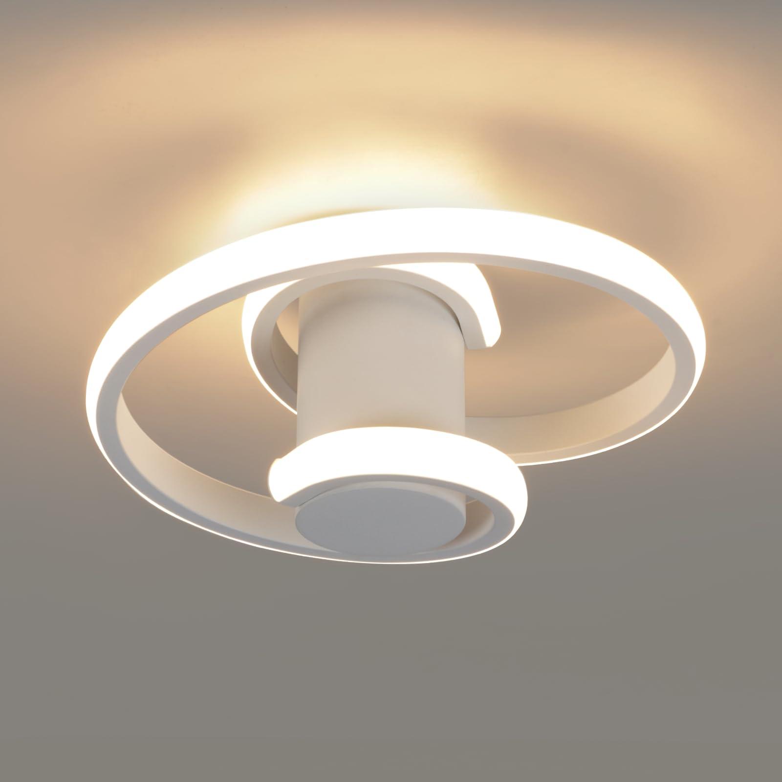 EIDISUNY LED Ceiling Light Modern Creative Spiral LED Ceiling Lamp White LED Ceiling Lighting for Kitchen Hallway Corridor Office Bedroom Dining Living Room Aisle - 18W 3000K Warm White (White) 0