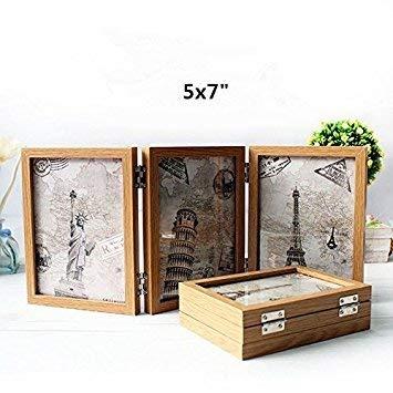 Xshelley retro home jewelry gifts, 3 frame double folding frame, double-sided photo frame 180 degree rotation, creative photography studio/Album (5X7) 2