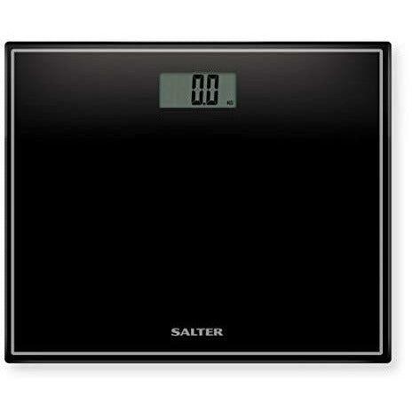 Salter Compact Digital Bathroom Scales - Toughened Glass, Measure Body Weight Metric / Imperial, Easy to Read Digital Display, Instant Precise Reading w/ Step-On Feature - Black 0