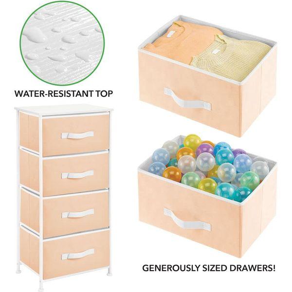 mDesign Chest of Drawers - Children's Drawers with 4 Drawers for Clothes, Accessories, Toys - Nursery, Playroom and Bedroom Storage Unit - Light Blue/White 2