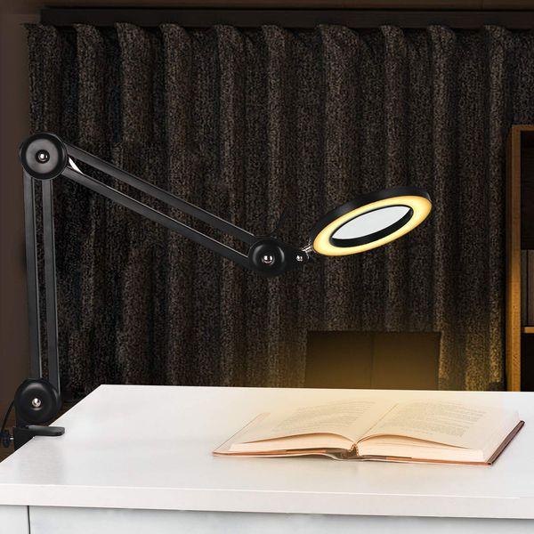 Beyamz LED Magnifying Lamp, Illuminated Magnifier Lamp - with Clamp, Metal Swivel Arm, 3-Color-Mode Dimmable Lights, and 5-Dioptor 105mm Diameter Lens 4