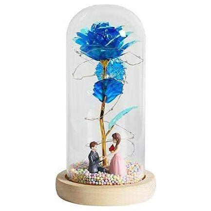 Ironhorse Unique Romantic Colorful Artificial Flower Gift Rose Light Decoration In Glass Dome Cover Home With LED Light ValentineS Day For Women Christmas Wedding Anniversary And Birthday ? 0