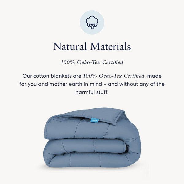 Luna Weighted Blanket for Adults | Individual Use | 6.8kg - 122x183cm - Single Size Bed | 100% Oeko-Tex Natural Cooling Cotton & Glass Beads | Heavy Cool Weight | Granite Blue 3