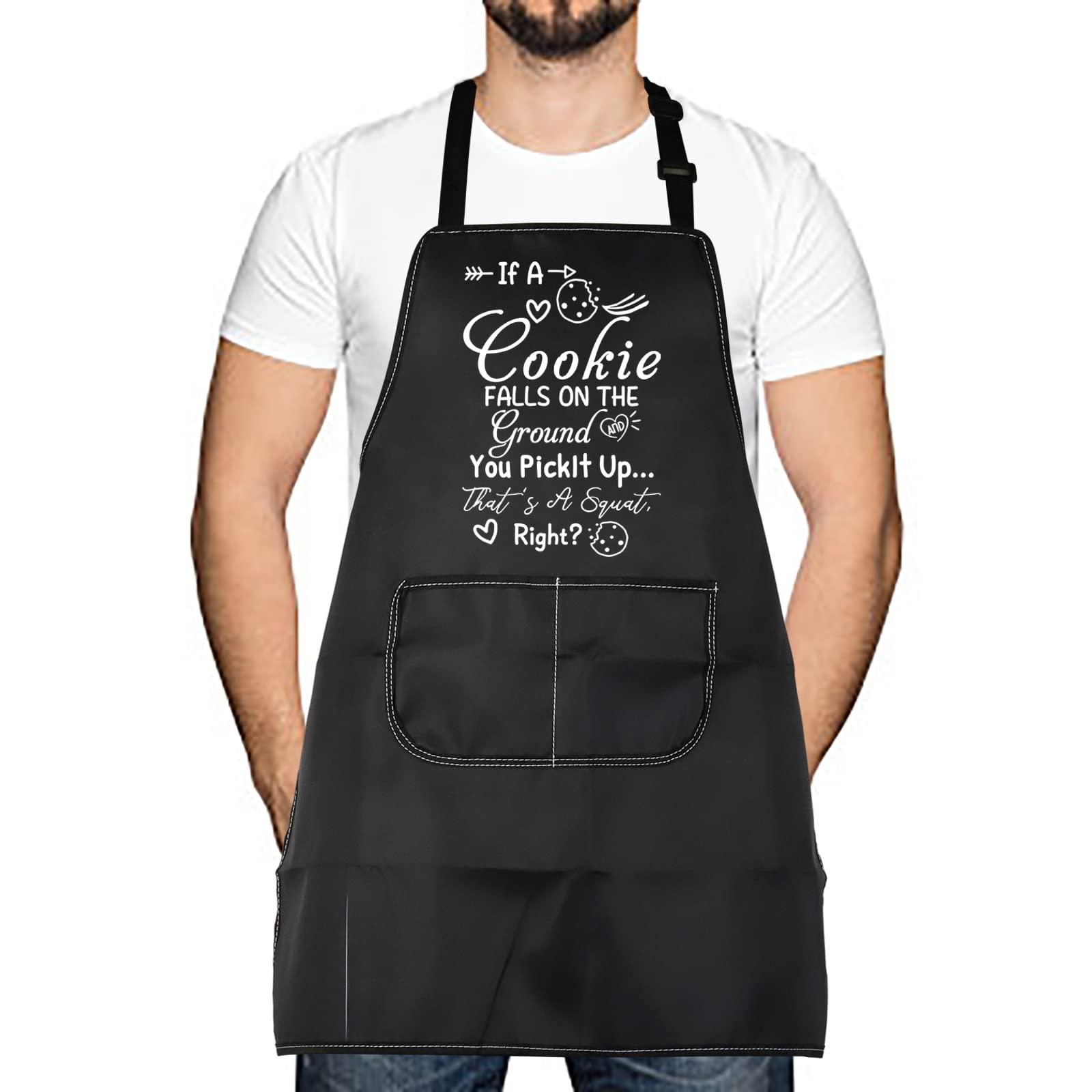 LEVLO Funny Dieting Kitchen Apron That 's A Squat Right Kitchen Apron Fitness Coach Exercise Gift For Men Women, If a Cookie, Medium 0