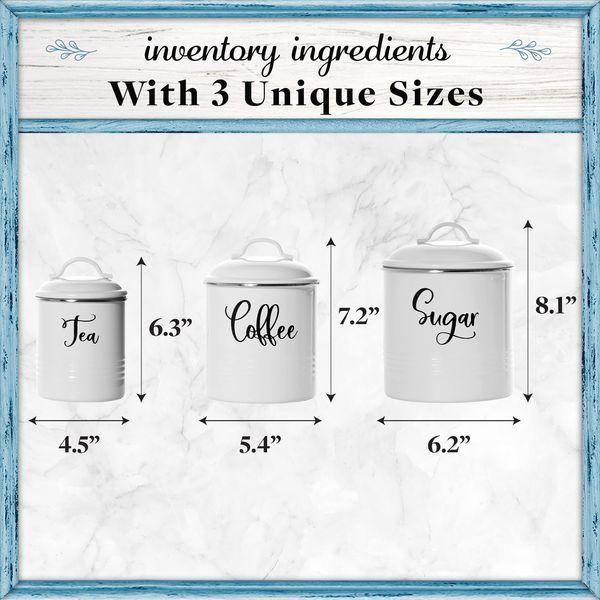 Home Acre Designs Set of 3 White Kitchen Storage Canisters Airtight Coffee Sugar Tea Canisters 2