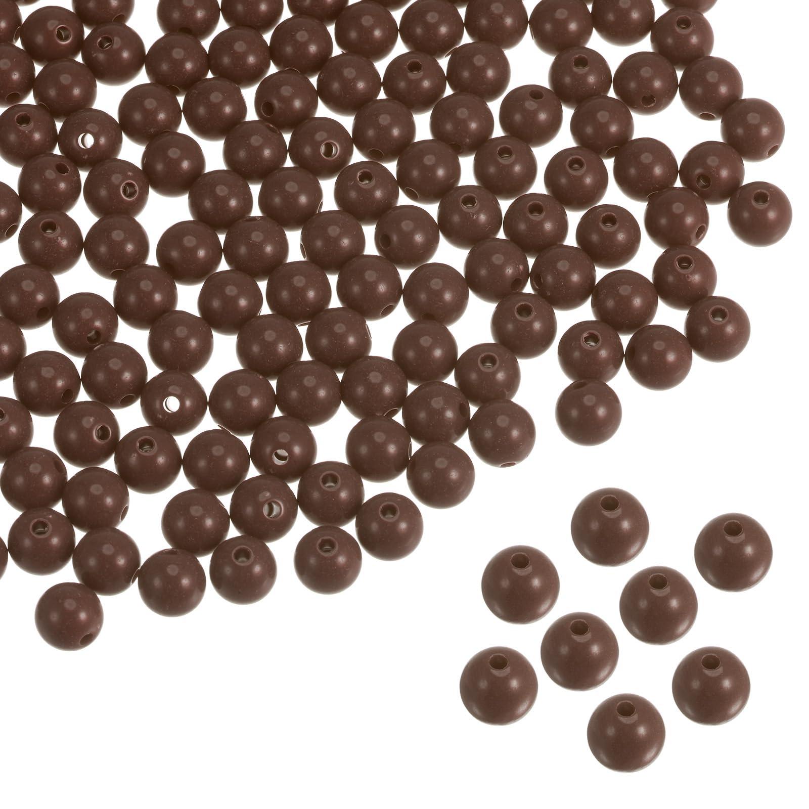 sourcing map 1700pcs Acrylic Round Beads 8mm Loose Bubble Craft Bead Assorted Candy Color for DIY Bracelet Earring Necklace Jewelry Making, Brown 0