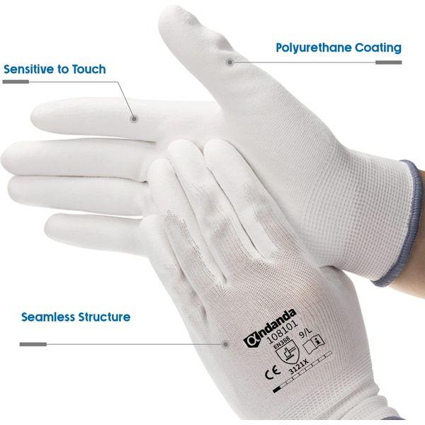 ANDANDA 24 Pairs Safety Work Gloves, Seamless Knit Glove with Polyurethane(PU) Coated on Palm & Fingers, Ideal for General Duty Work like Warehousing/Logistics/Assembly, M 1