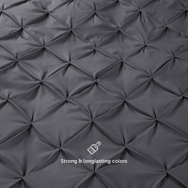 Blumtal® Luxury Duvet Cover Set Pinch Pleat, UltraSoft King Bedding with Beautiful Tucks, 240 x 220 & 65 x 65 cm (2x), Pintuck Bedding, Grey 3