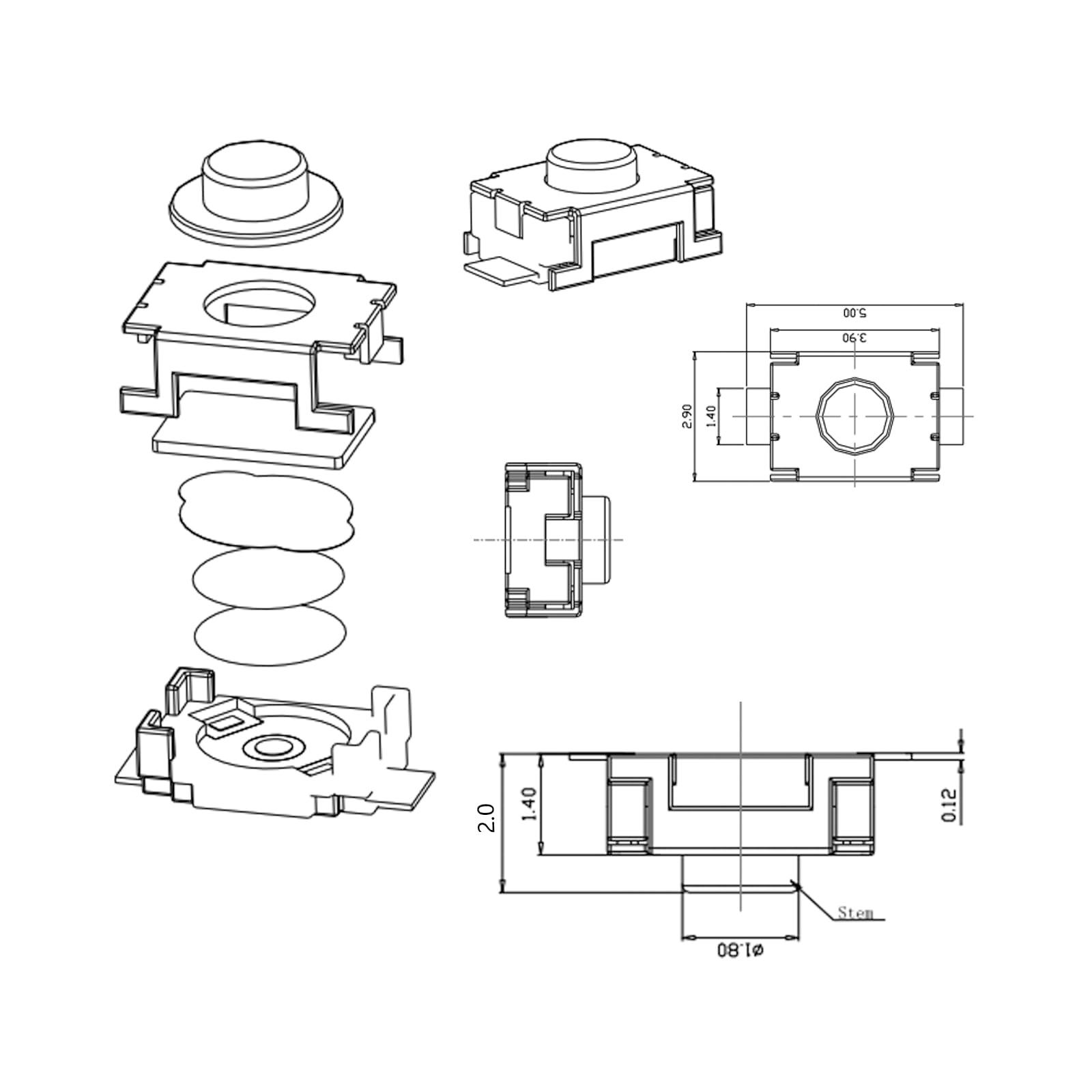 20 Pcs 3x4x2mm Pushbutton Switches 1