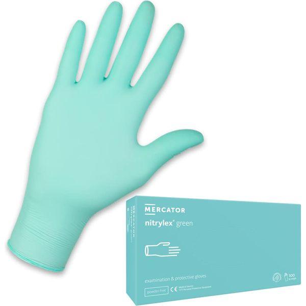 MERCATOR MEDICAL Nitrylex Green - Size L - Disposable Nitrile Gloves - Powder-Free - Texture at Fingertips - Pack of 100 0