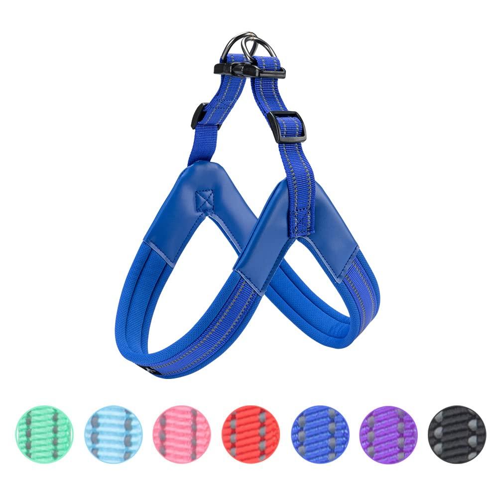 EXCELLENT ELITE SPANKER Ultra soft No pull dog harness V-Shaped Soft Padded Adjustable Easy Pet Harness Reflective Nylon Vest for Medium Large Dogs Training and Walking(XL-BLU)