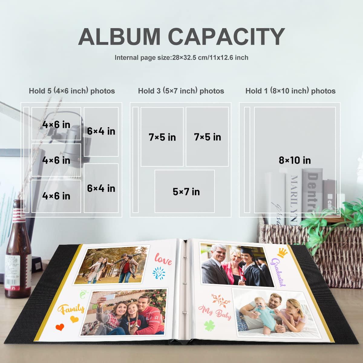 Benjia Photo Album Self Adhesive Scrapbook, Linen Photos Albums Sticky Magnetic Pages Holds Different Sizes 6x4 7x5 A4 A5 Pictures (20 Large Sheets / 40 Pages, Burgundy) 2