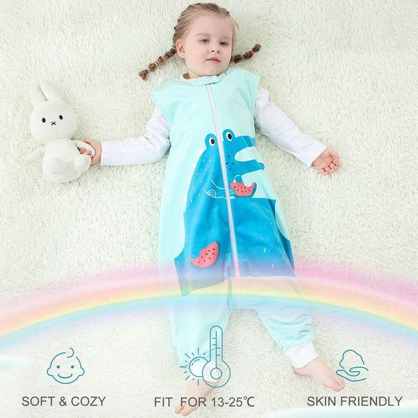 COOKY.D Unisex Baby Sleeping Bag with Feet,Wearable Breathable Toddler Sleepsack, Animal Sleeveless Sleepsuit for 5-6 Years, Green 4