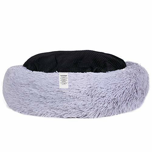 Plush Donut Pet Bed,Dog Cat Round Warm Cuddler Kennel Soft Puppy Sofa, Cat Cushion Bed Sleeping Bag Orthopedic Relief and Improved Sleep,Anti-Slip Bottom,Machine Washable (L-23.6" x 7.9", Grey) 3