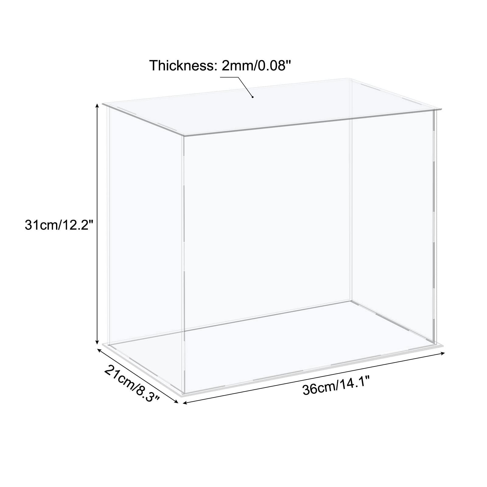 sourcing map Acrylic Display Case Plastic Box Cube Storage Box Clear Assemble Showcase 36x21x31cm for Collectibles 1