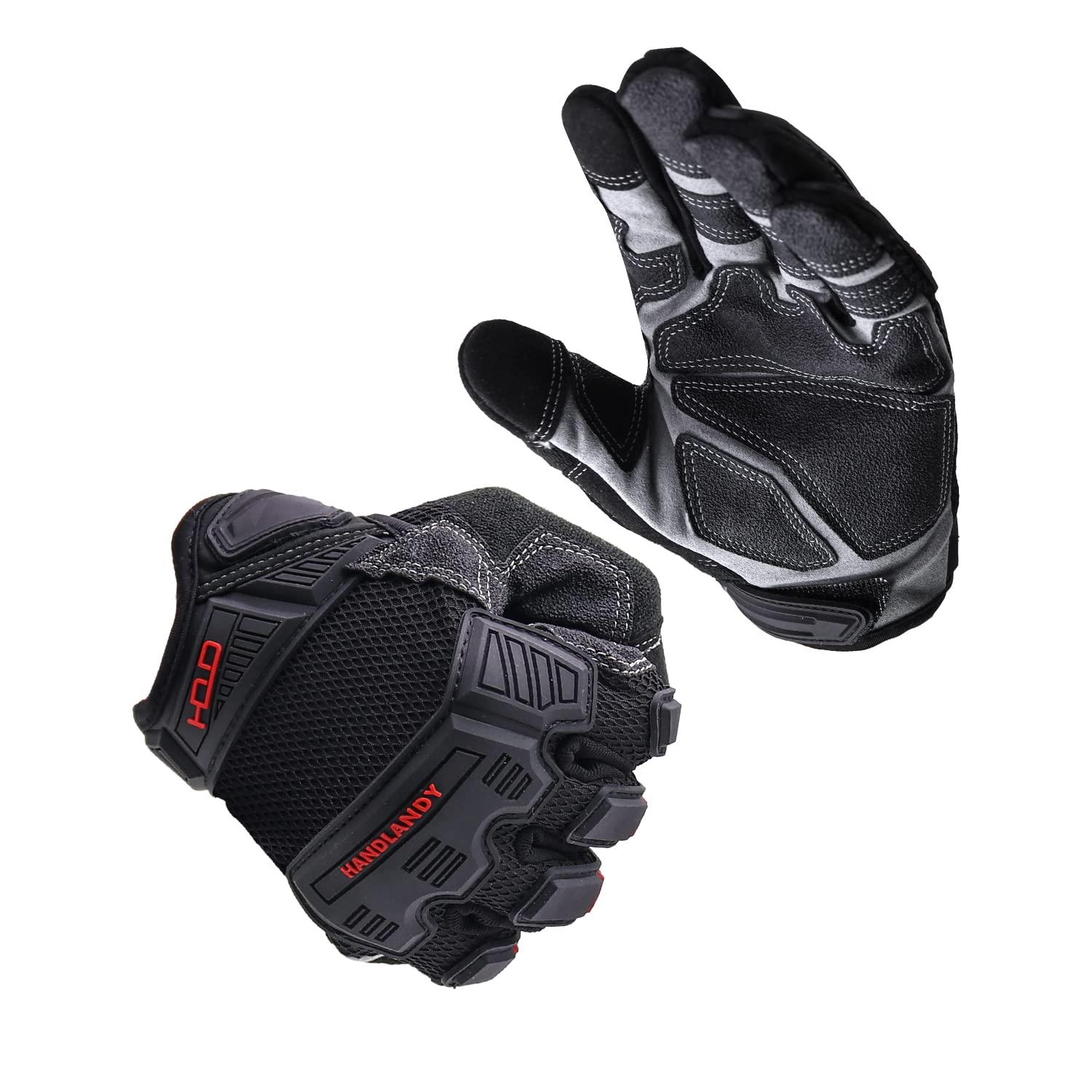 AIGEVTURE Heavy Duty Work Gloves Impact Reducing Work Gloves Synthetic Leather Impact Work Gloves Men, Mechanic Gloves, Sensitive Touch Screen Flexible Grip Gloves for Work