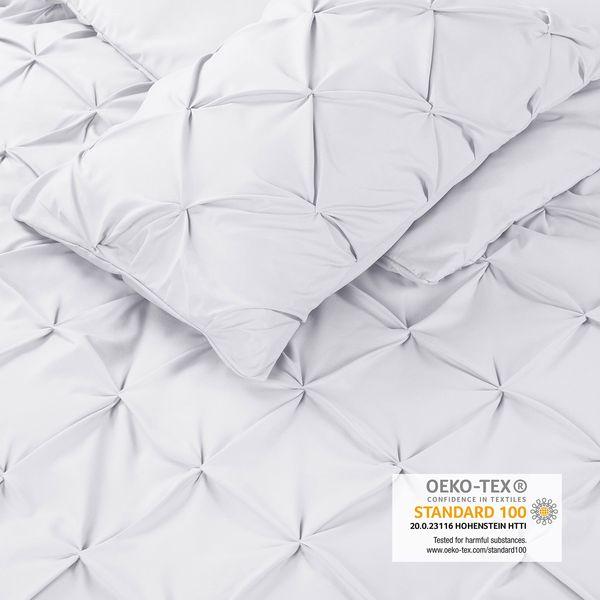 Blumtal® Luxury Duvet Cover Set Pinch Pleat, UltraSoft Super King Bedding with Beautiful Tucks, 260 x 220 & 50 x 75 cm (2x), Pintuck Bedding, White 2