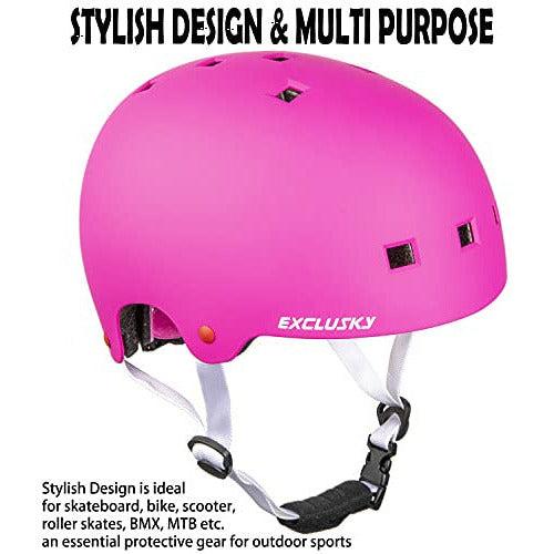 EXCLUSKY Skateboard Helmet Adult Skate Helmet Safety Protective Youth Scooter Helmet for Cycling Skating Roller Skates BMX Adjustable 54-58cm/58-61cm 4