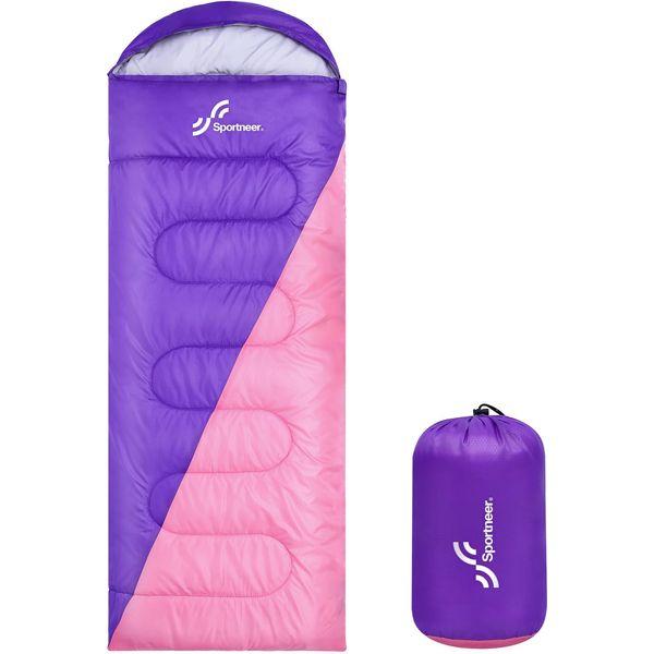 Sleeping Bag Camping Sleep Bags: Sportneer Warm Sleeping Bags for Single Adults 3-4 Season Waterproof Lightweight Large Ultralight suit for Adult Man Fishing Travel Outdoor Purple + Pink 0