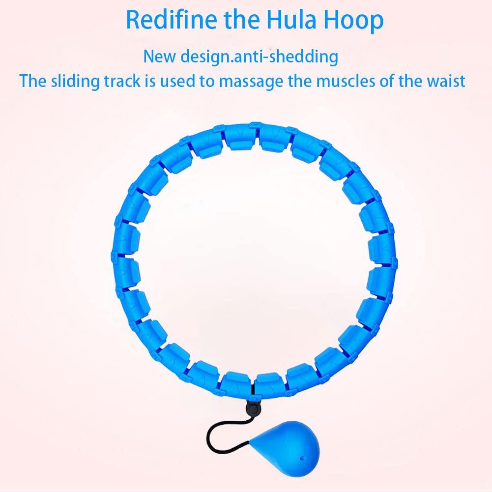 Weighted Hula Hoop,Smart Hula Hoop with Weight Ball 24 Knots Detachable and Adjustable Fitness Hula Hoops and Auto Spinning Weighted Ball for Kids Adults Wight Loss/Exercise/Slimming (Blue) 3