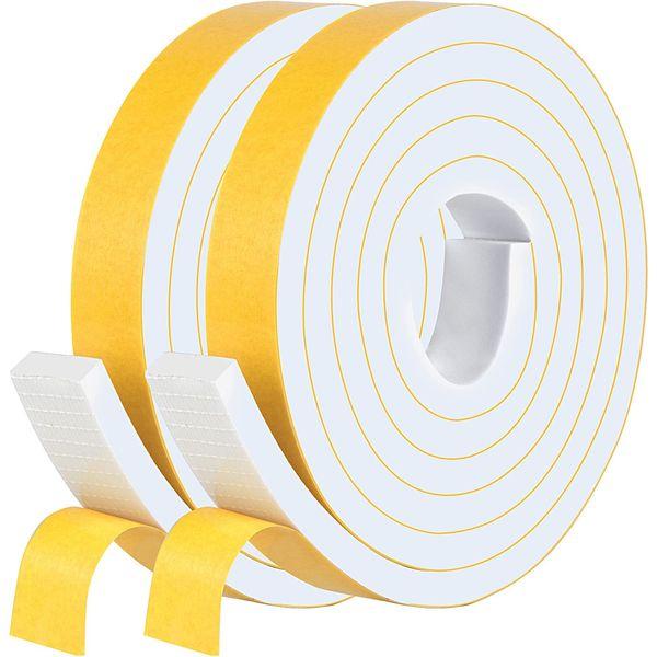 YIMIKI 25mm(W) x 10mm(T), Closed Cell Foam Tape Thick Door Sound Insulation Tape Window Door Air Conditioner Weather Stripping SoundProof, 2 Rolls, Total 4M