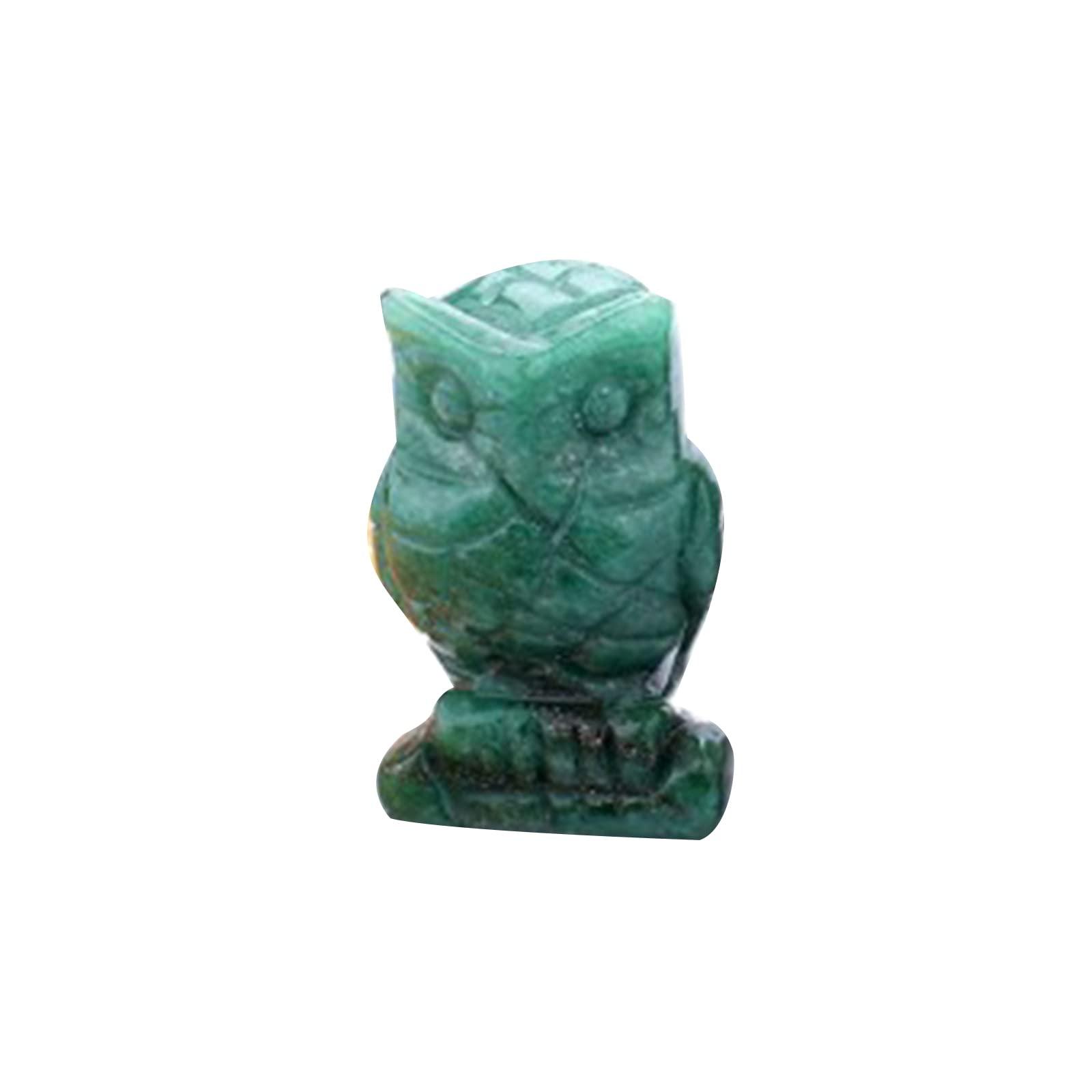 Soulnioi Three-Eyed Cartoon Alien Outdoor Garden Figurine Ornaments Resin Ornaments and Green Crystal Carved Owl Carving Ornament, Home Outdoor Decoration Figurines Gift 2