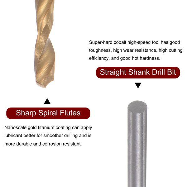 sourcing map 3pcs Twist Drill Bits 1mm Titanium Coated (HSS-E) M42 High Speed Steel 8% Cobalt Straight Shank for Stainless Steel Aluminum Alloy Metal 3