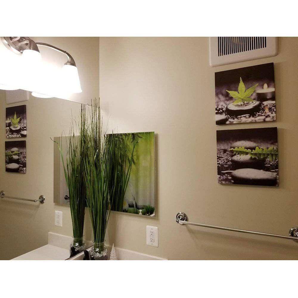 SUMGAR Bathroom Wall Art Zen Stone Canvas Pictures Black and White Artwork for Walls Lime Green Leaf Print Framed Plant Pebble Painting Nature Scenery Bedroom Decor 30x30cm Set of 4 4