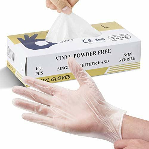 Multi-Purpose Vinyl Gloves, Powder Free, Disposable, Extra Strong - Box of 100 - Size L 0