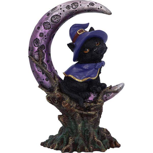 Nemesis Now Grimalkin Witches Familiar Black Cat and Crescent Moon Figurine, 18.5cm U5436T1